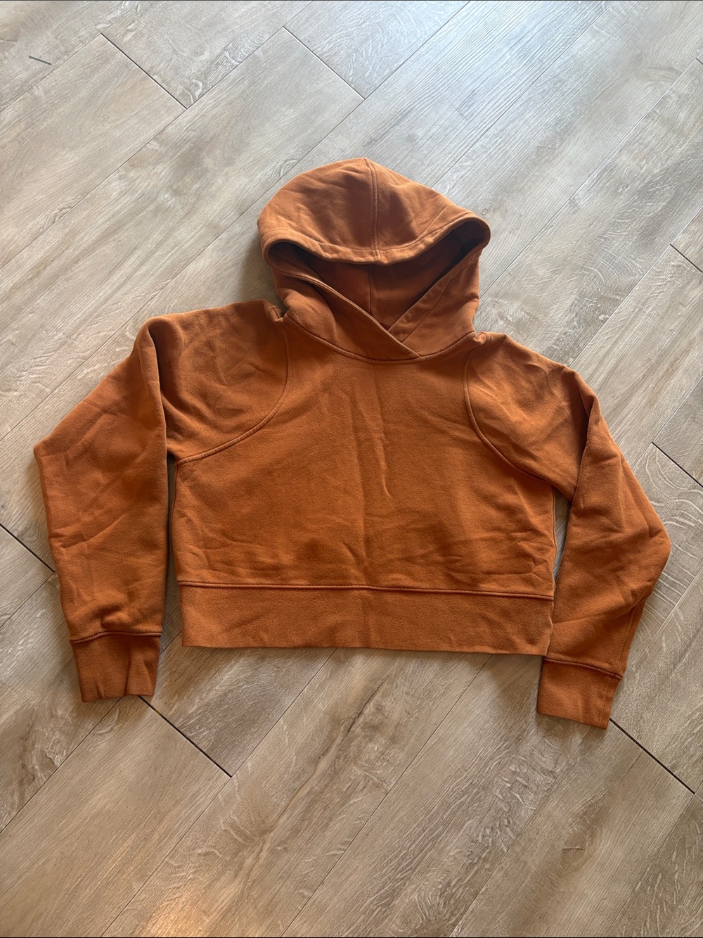 Lululemon Cropped Hooded Sweatshirt Burnt Orange PTP 19.5”